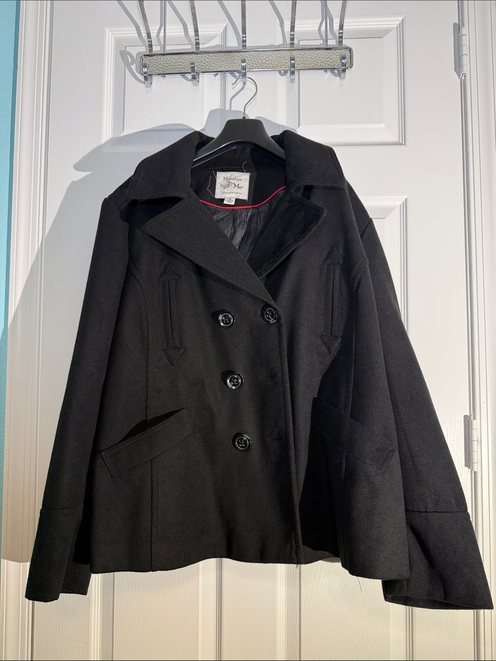 Maralyn & Me Black Double-Breasted Pea Coat